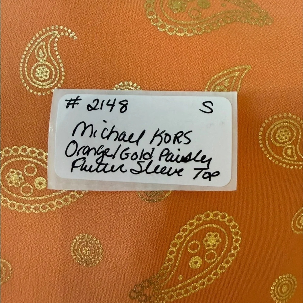 Michael Kors Paisley-Foil Tank Top in Tangerine. Small
